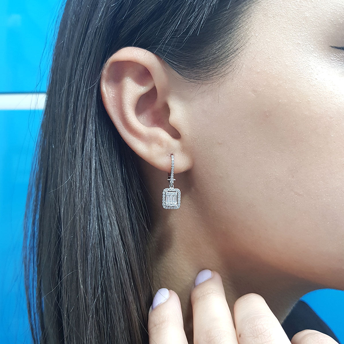 0.80 Carat Baguette Diamond Earrings