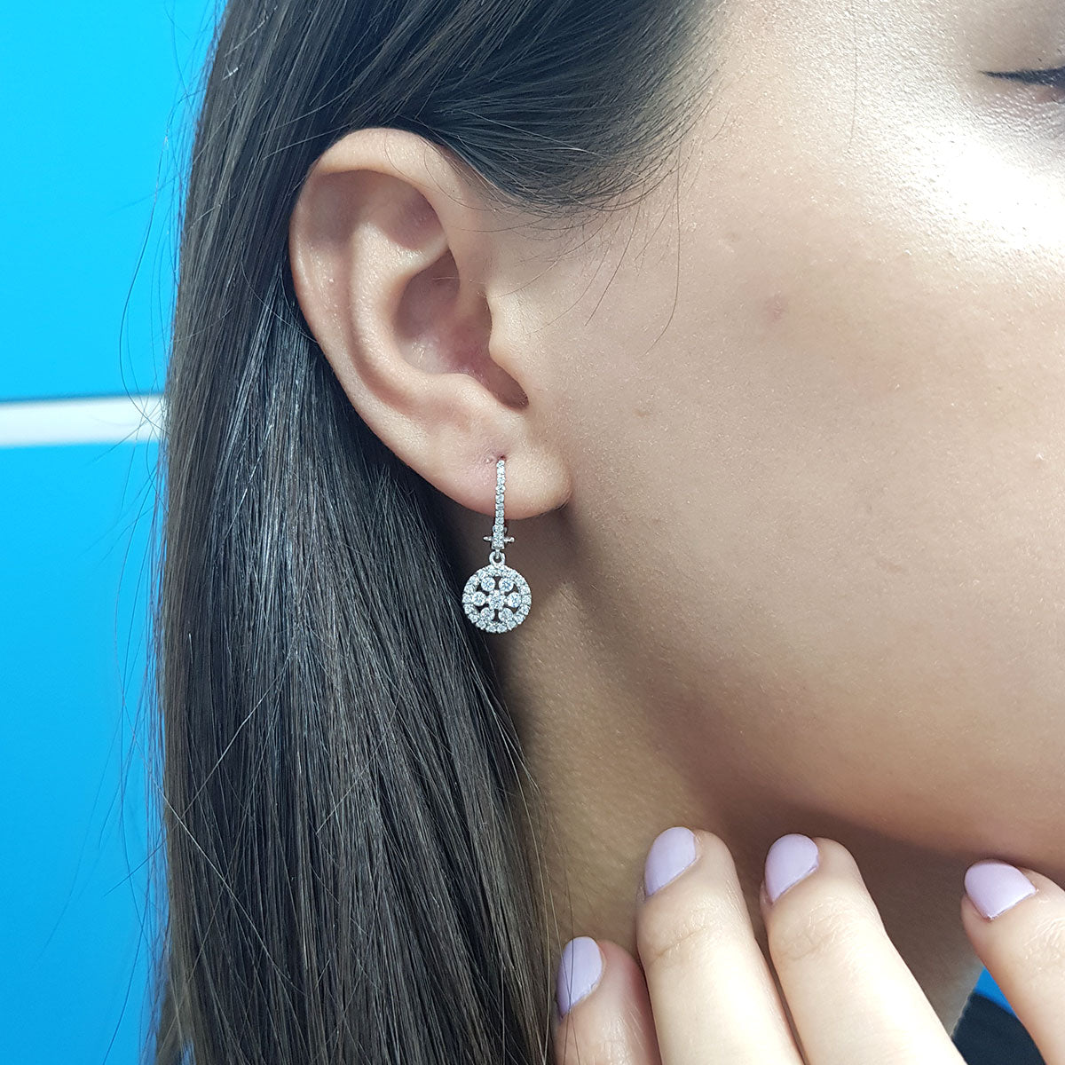 Diamond Flower Embellished Earrings