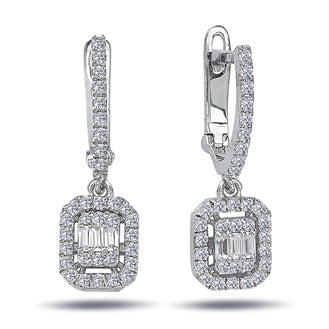 0.37 Carat Baguette Diamond Earrings