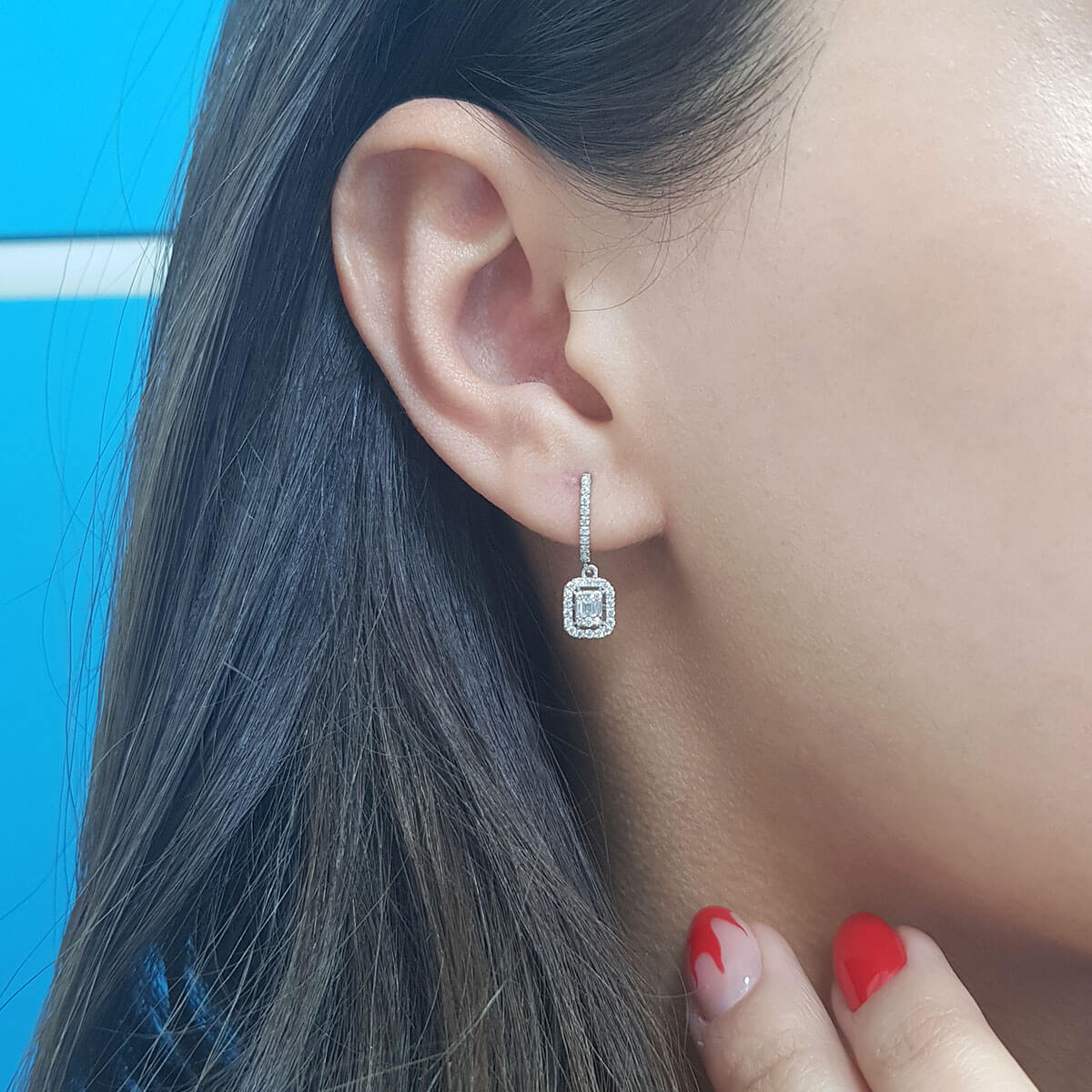 0.37 Carat Baguette Diamond Earrings