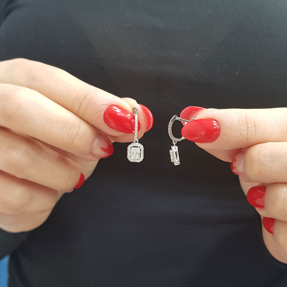 0.44 Carat Baguette Diamond Earrings