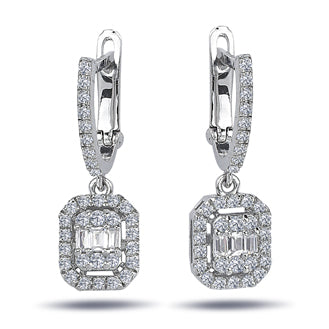 0.44 Carat Baguette Diamond Earrings