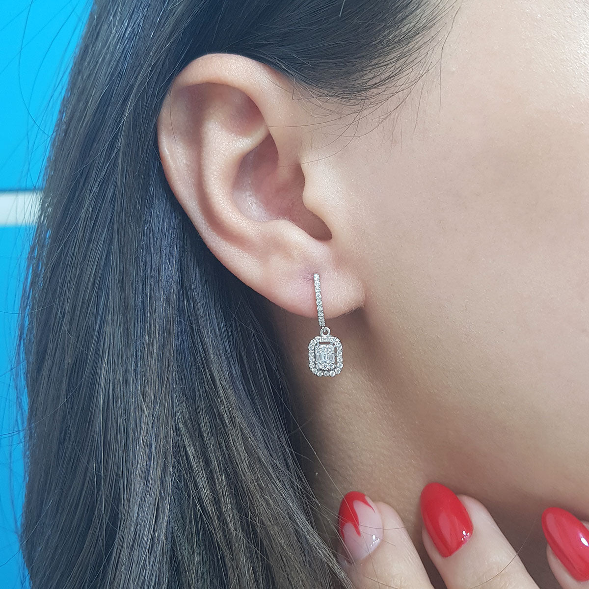 0.44 Carat Baguette Diamond Earrings