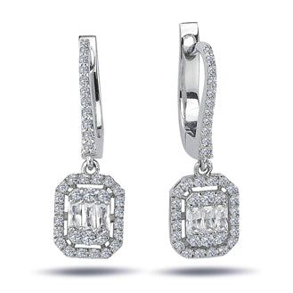 0.73 Carat Baguette Diamond Earrings