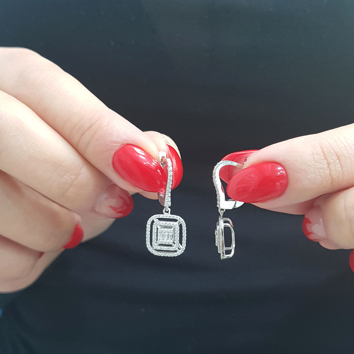 0.59 Carat Baguette Diamond Earrings