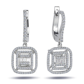 0.59 Carat Baguette Diamond Earrings