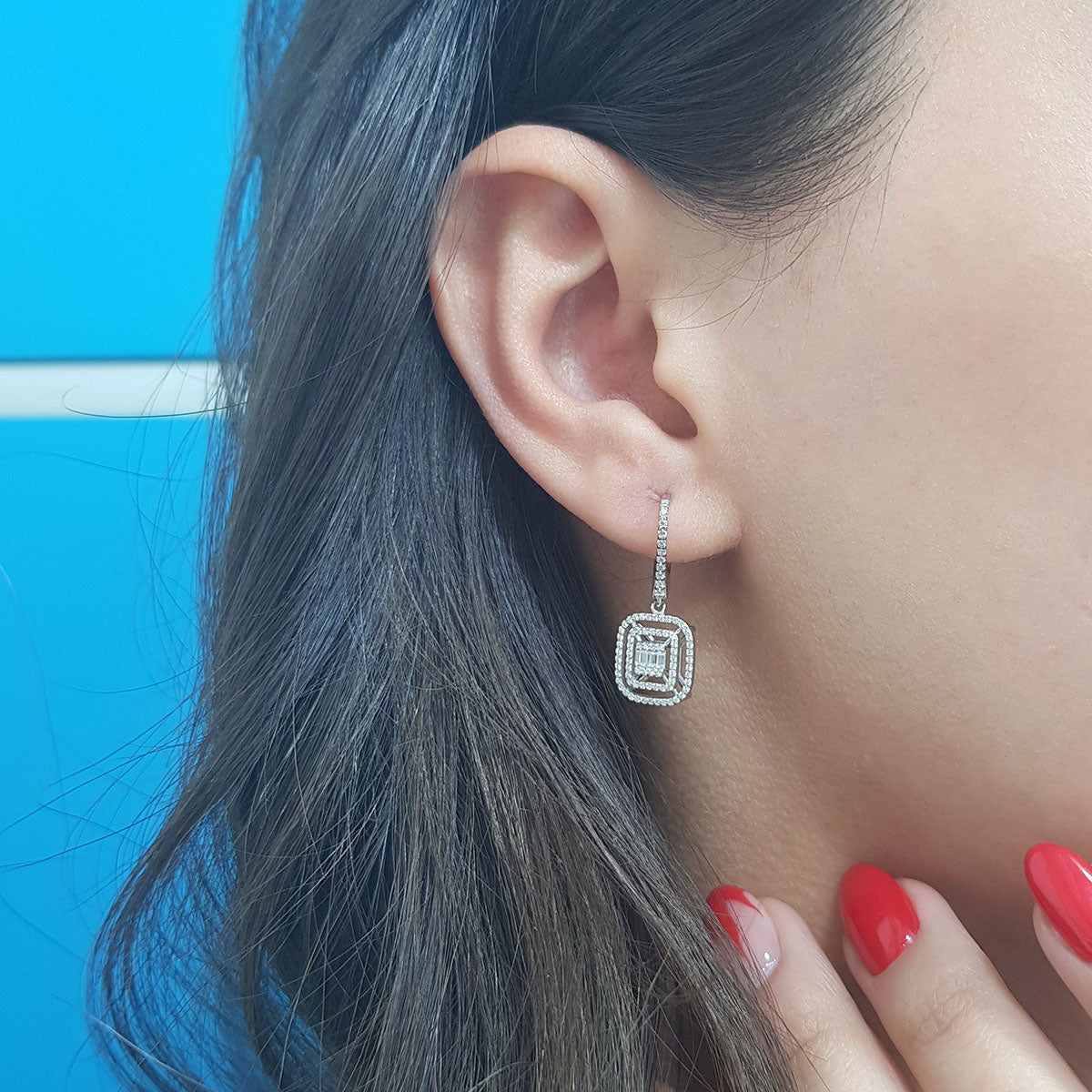 0.59 Carat Baguette Diamond Earrings