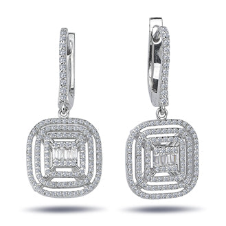 0.77 Carat Baguette Diamond Earrings