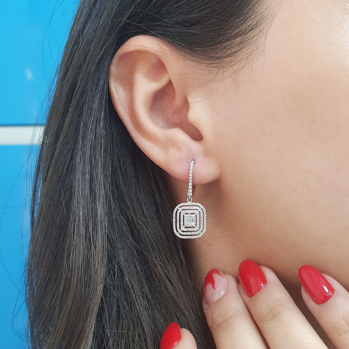 0.77 Carat Baguette Diamond Earrings