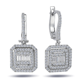 1.03 Carat Baguette Diamond Earrings