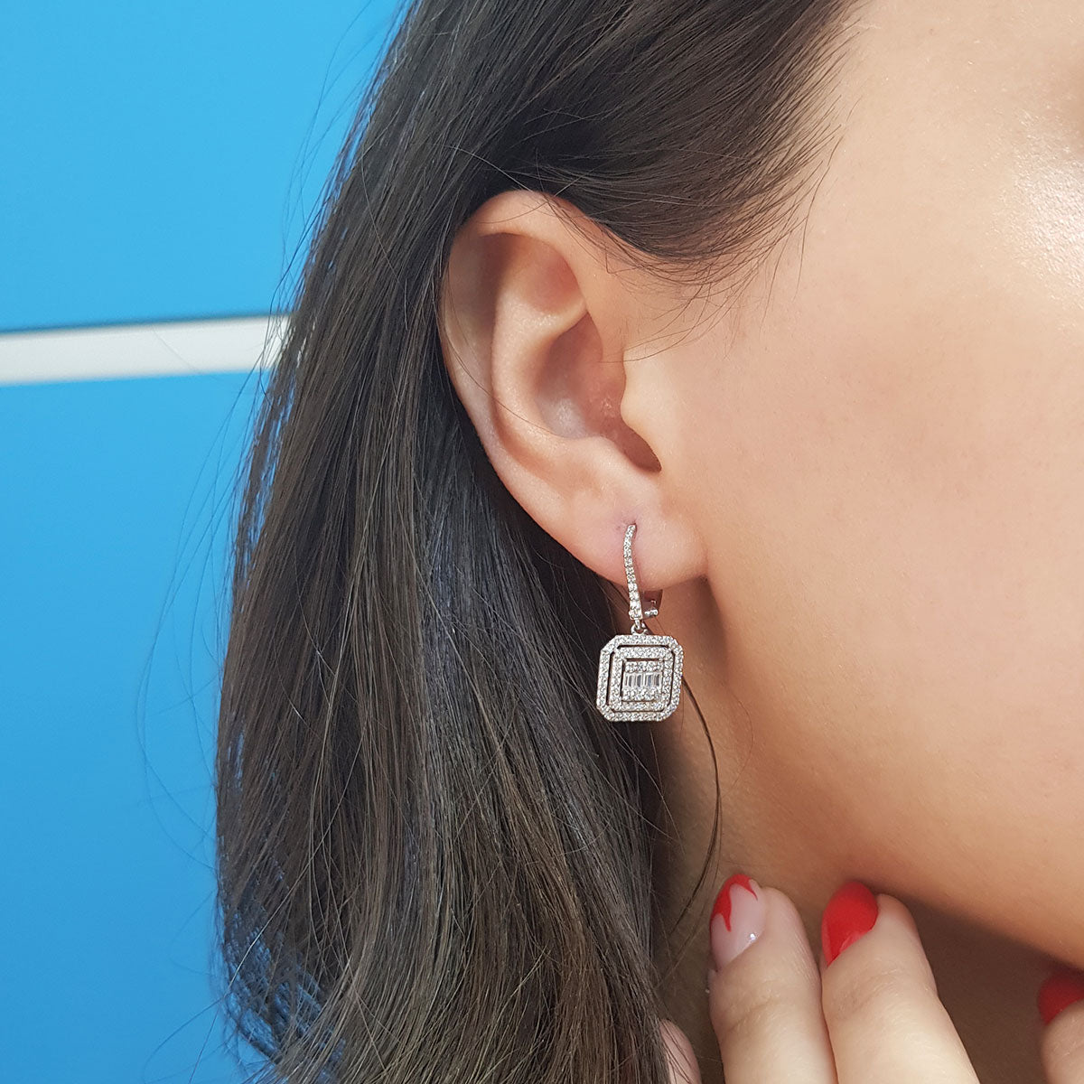 1.03 Carat Baguette Diamond Earrings