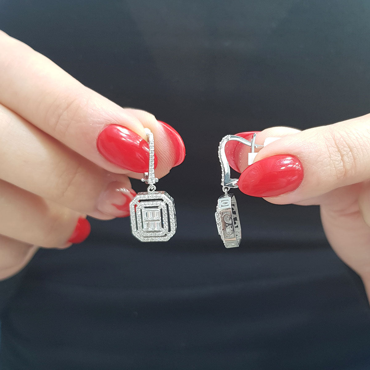 1.01 Carat Baguette Diamond Earrings