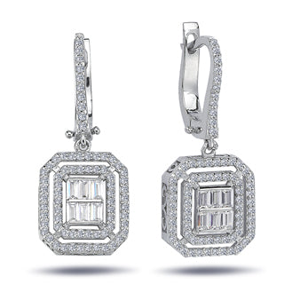 1.01 Carat Baguette Diamond Earrings