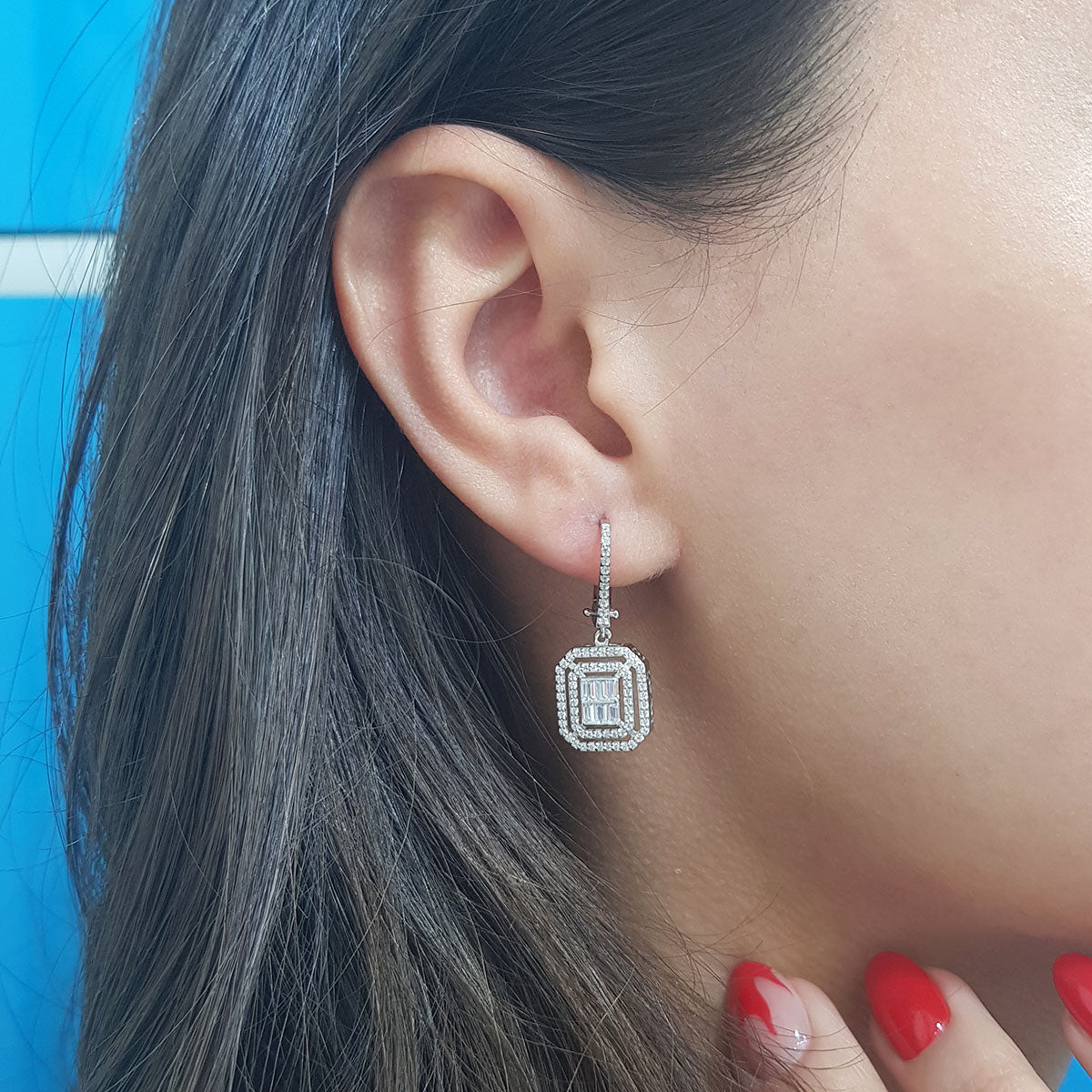 1.01 Carat Baguette Diamond Earrings