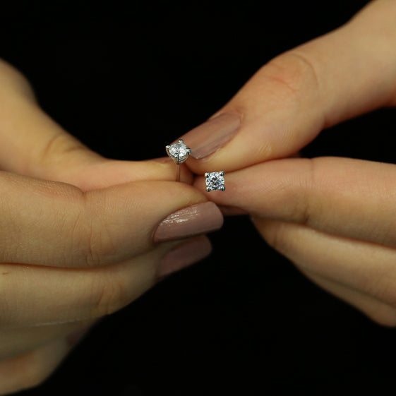 0.42 Carat Diamond Solitaire Earrings