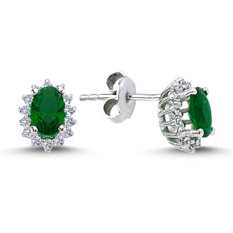 Diamond Oval Emerald Entourage Earrings