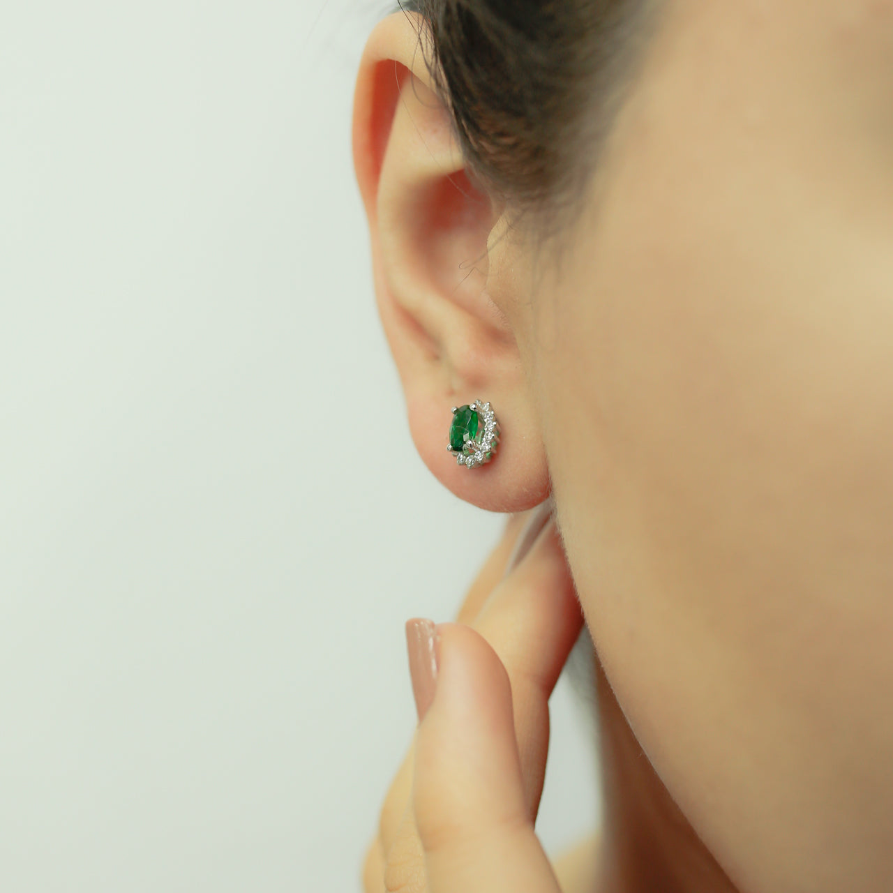 Diamond Oval Emerald Entourage Earrings