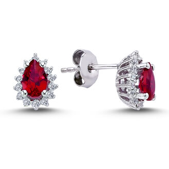Diamond Teardrop Ruby Entourage Earrings