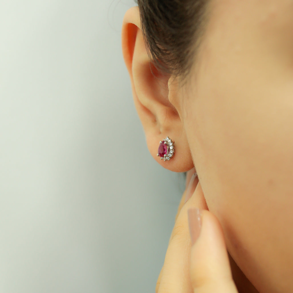 Diamond Teardrop Ruby Entourage Earrings