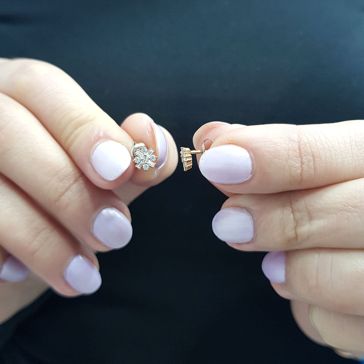 Baguette and Round Diamond Larsa Earrings