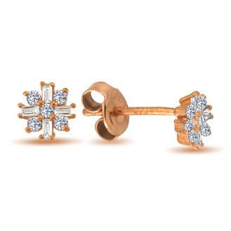 Baguette and Round Diamond Larsa Earrings