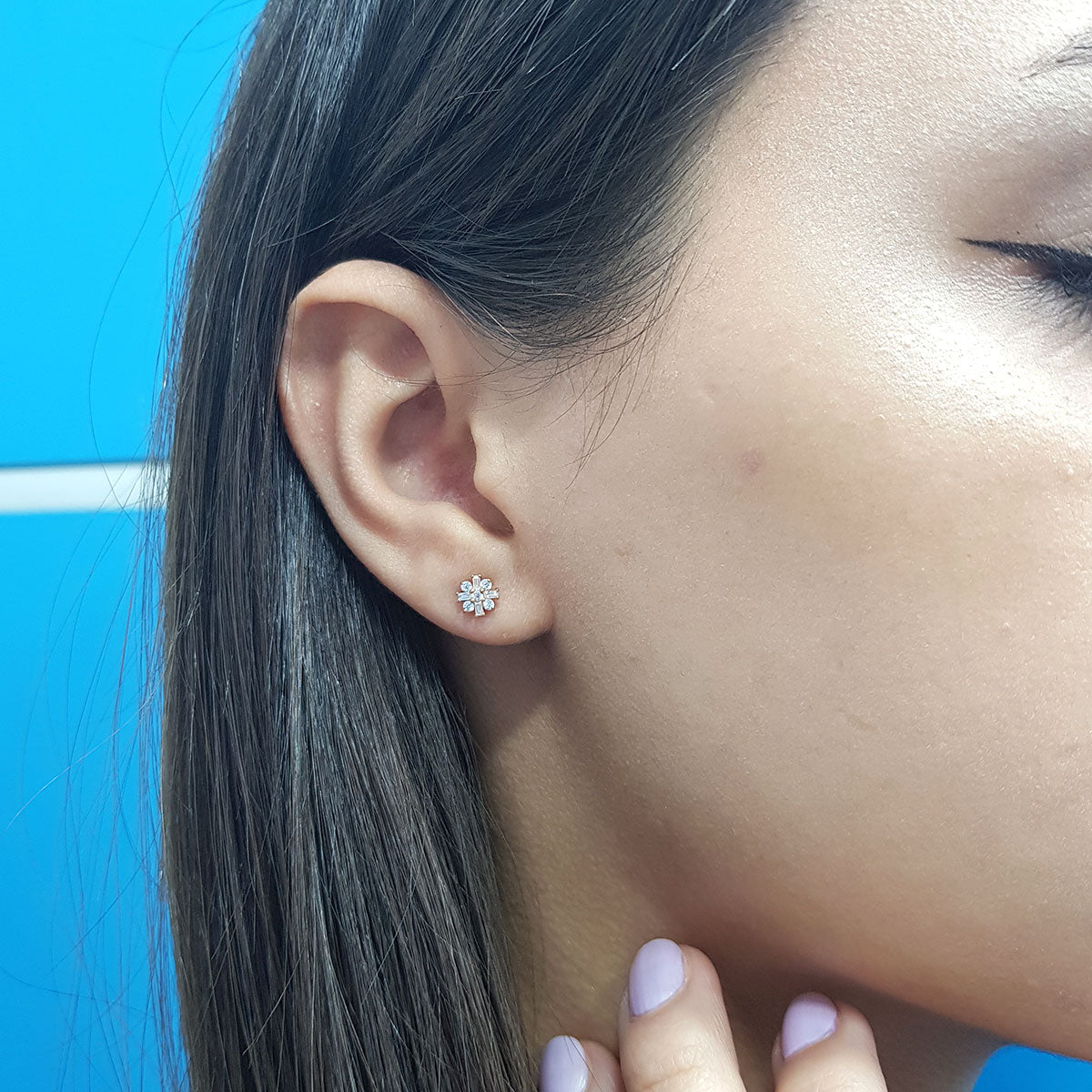 Baguette and Round Diamond Larsa Earrings