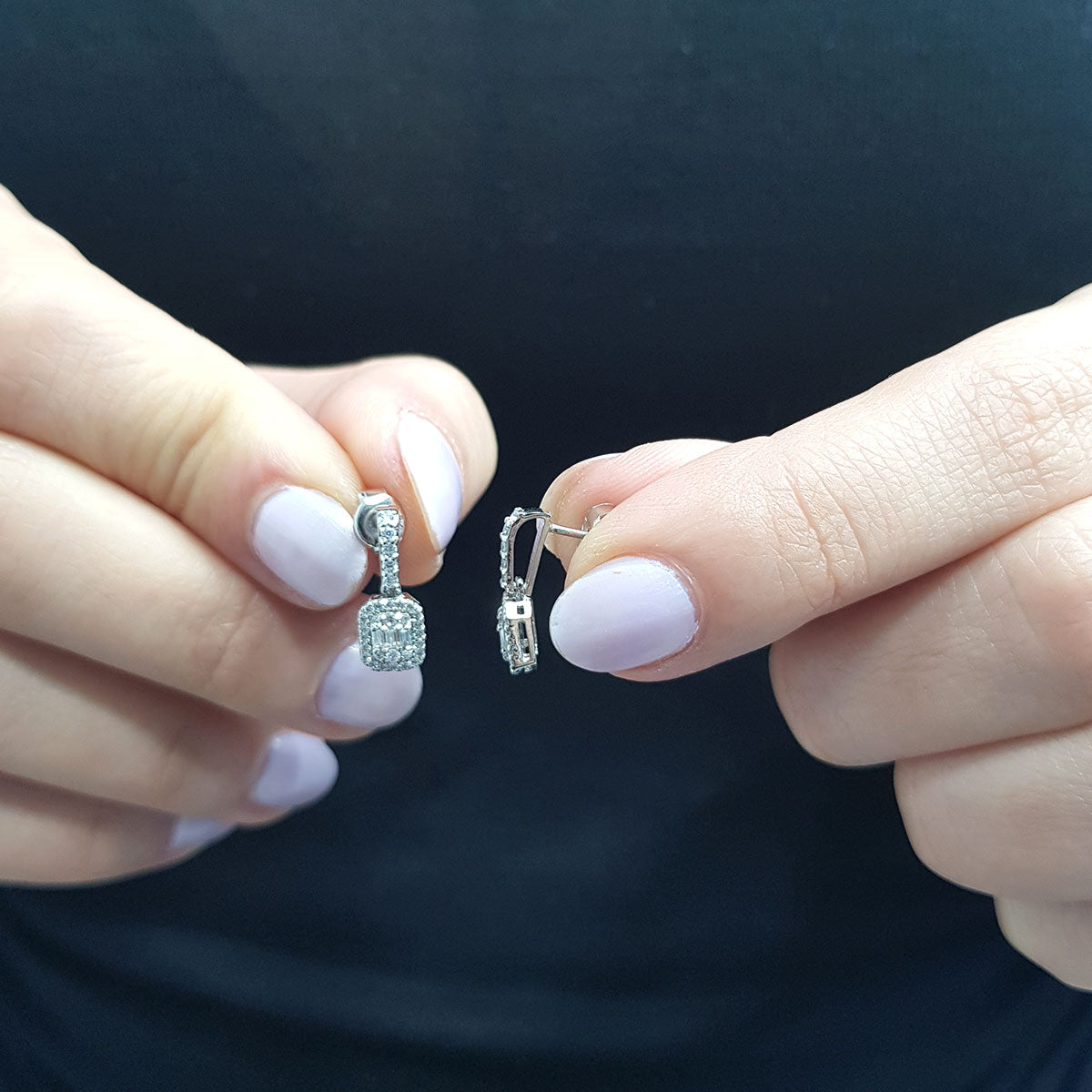 0.35 Carat Baguette Diamond Earrings