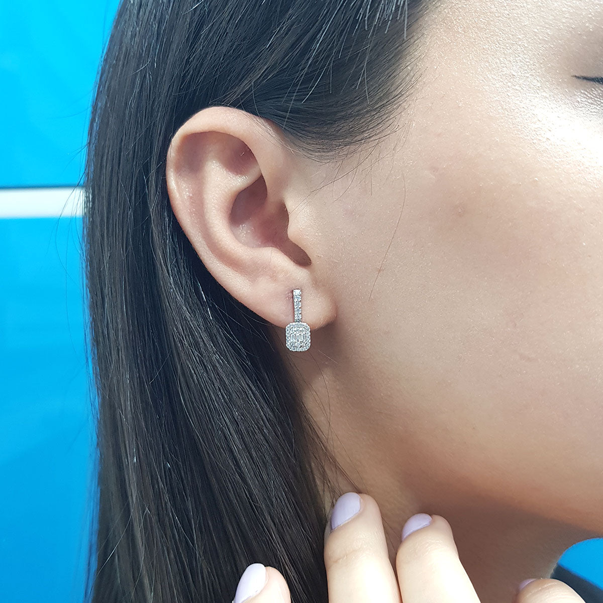 0.35 Carat Baguette Diamond Earrings