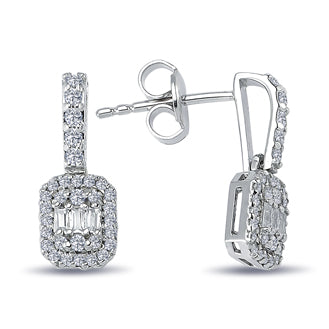 0.35 Carat Baguette Diamond Earrings