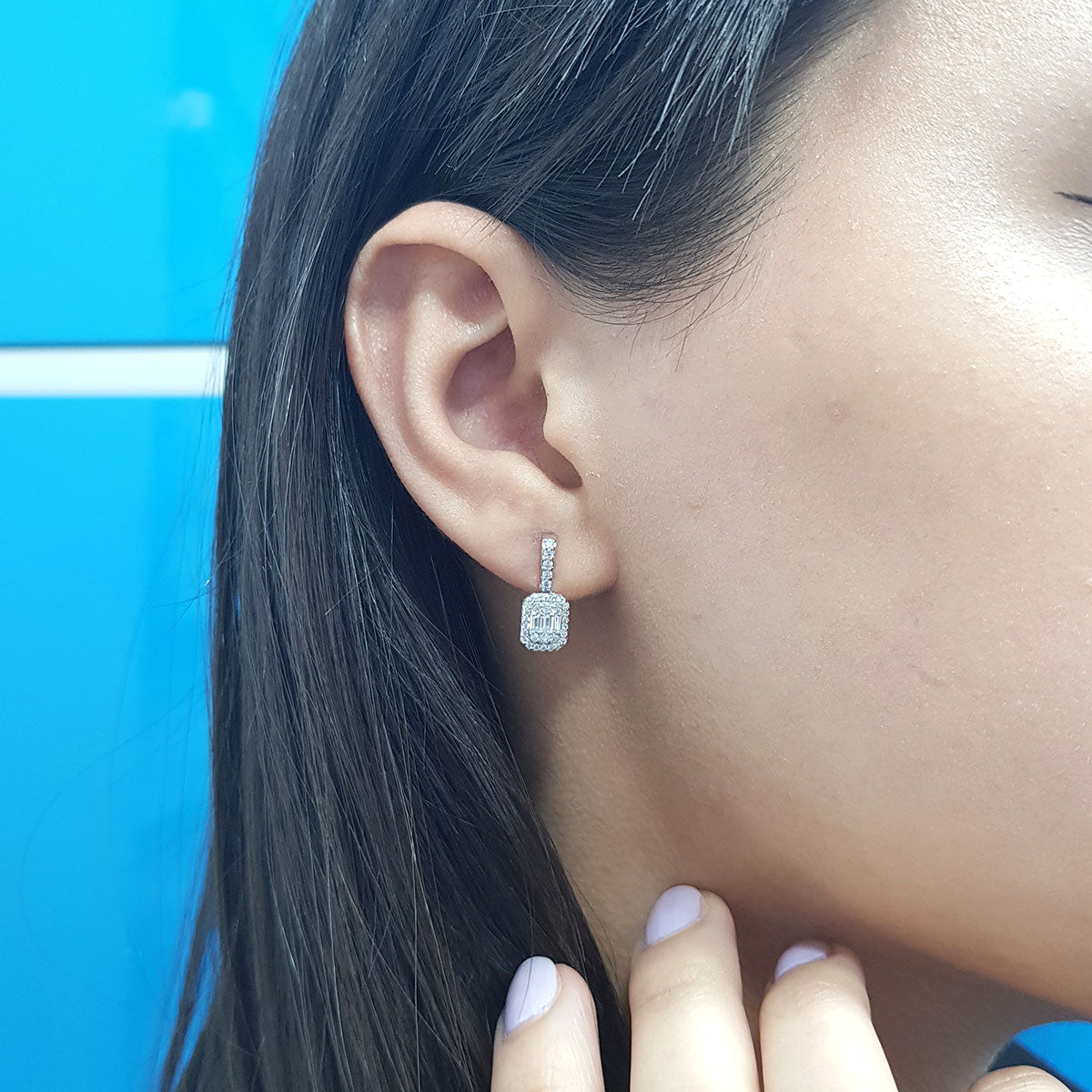 0.56 Carat Baguette Diamond Earrings