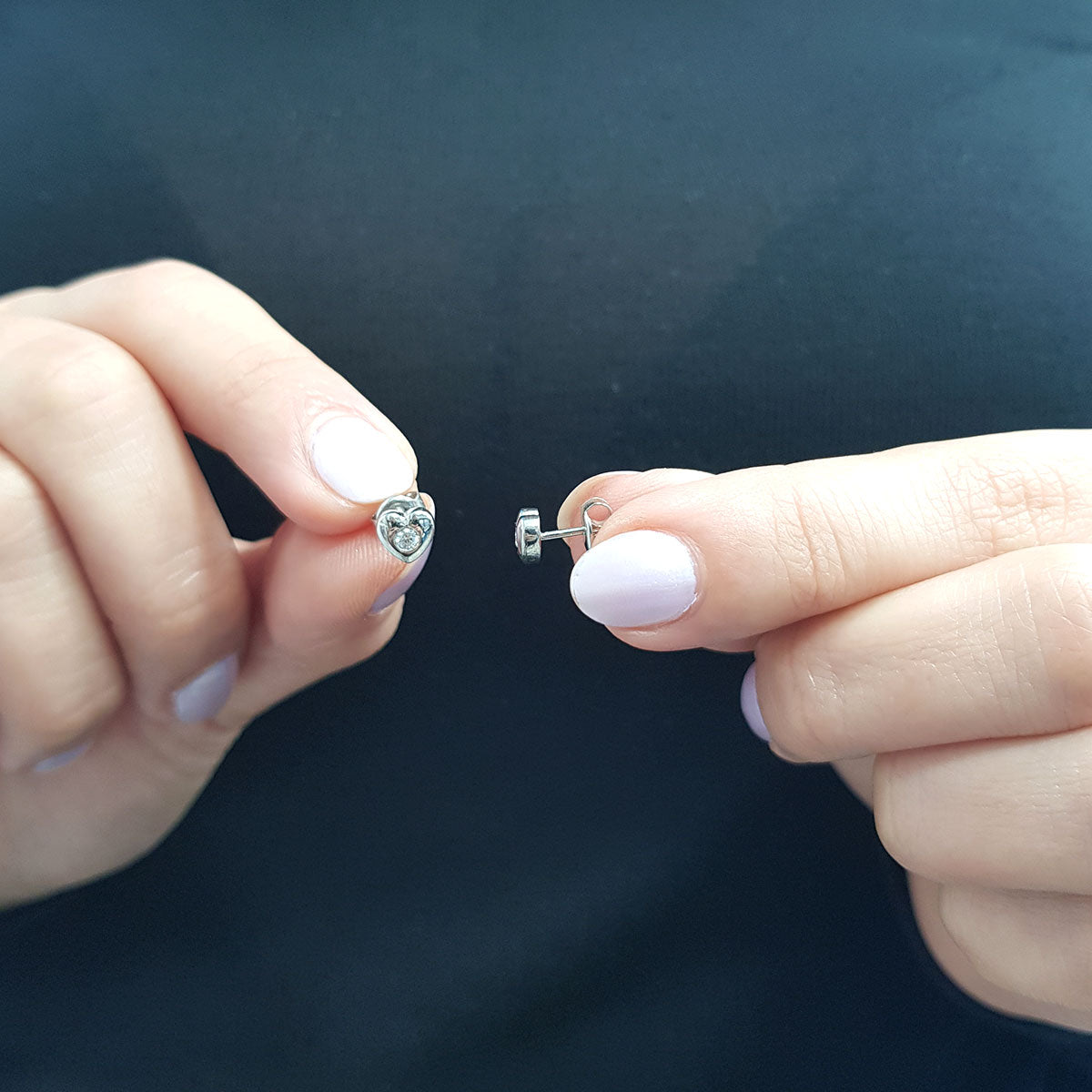 0.10 Carat Diamond Solitaire Heart Earrings