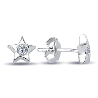 0.12 Carat Diamond Solitaire Star Earrings