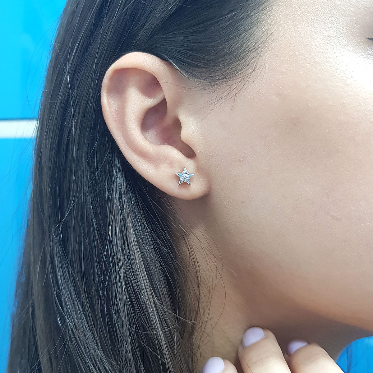 0.12 Carat Diamond Solitaire Star Earrings