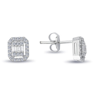 0.32 Carat Baguette Diamond Earrings
