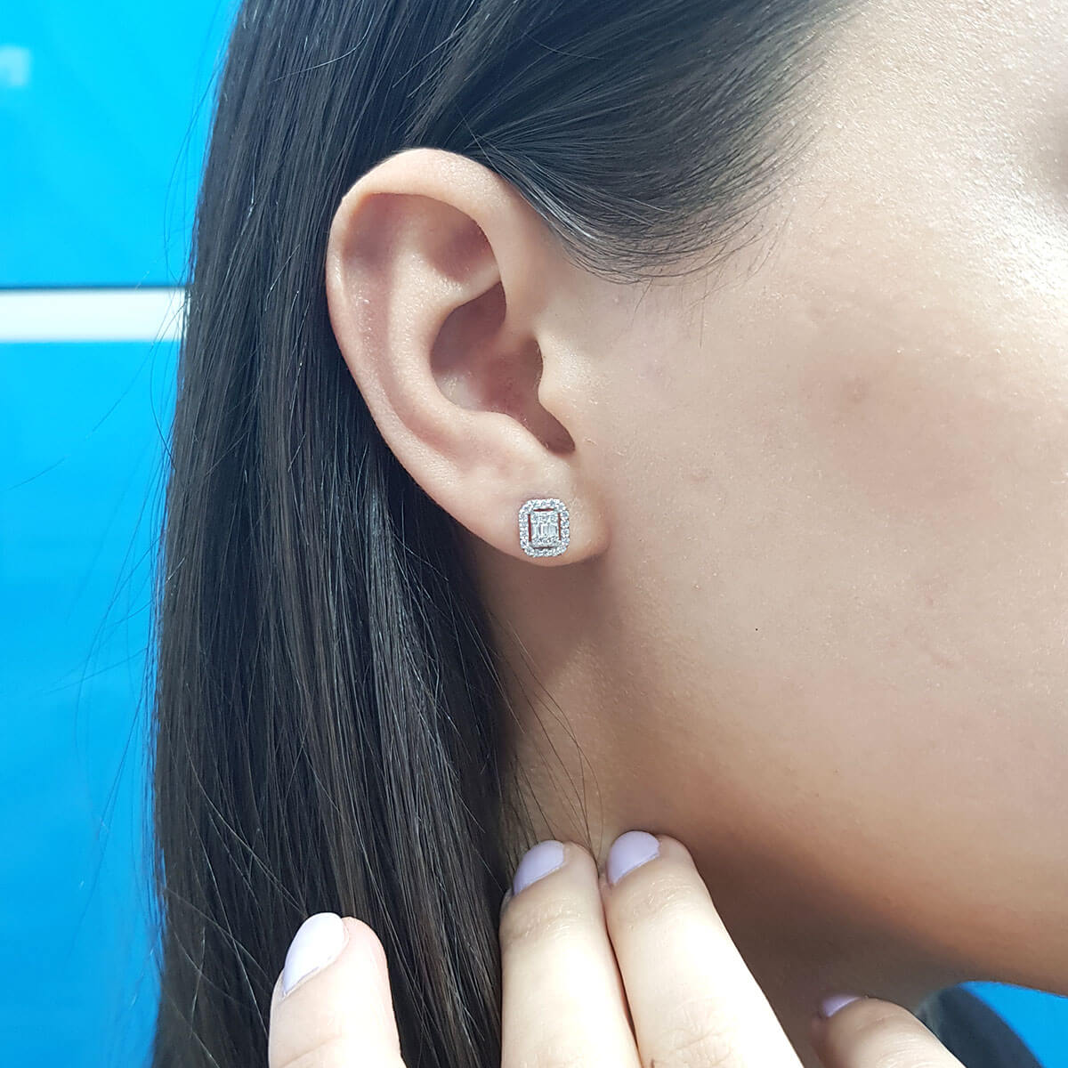 0.32 Carat Baguette Diamond Earrings