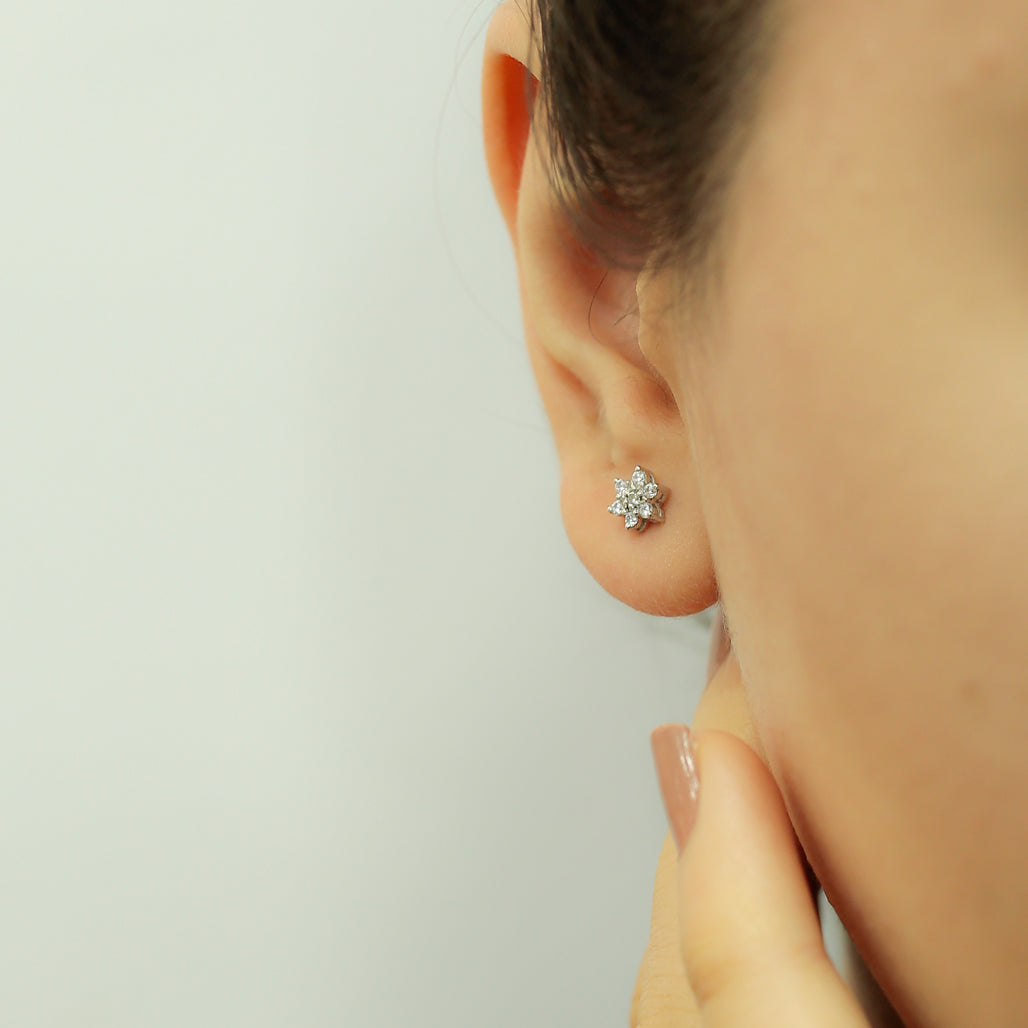 Diamond Flower Earrings