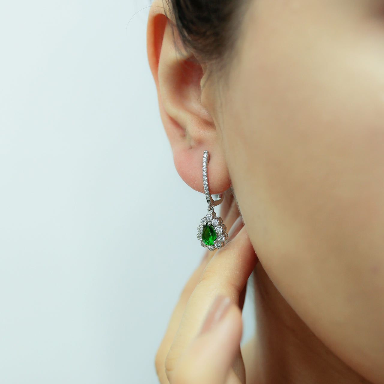 Diamond Teardrop Emerald Entourage Earrings