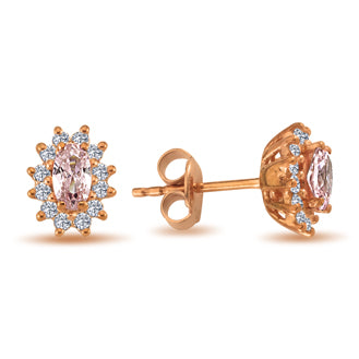 Diamond Oval Morganite Entourage Earrings