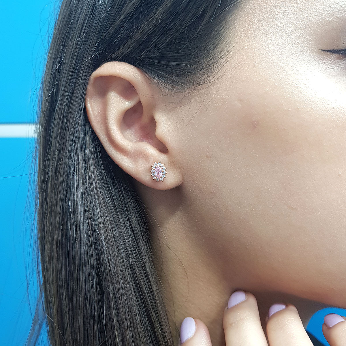 Diamond Oval Morganite Entourage Earrings