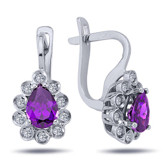 Diamond Teardrop Amethyst Earrings
