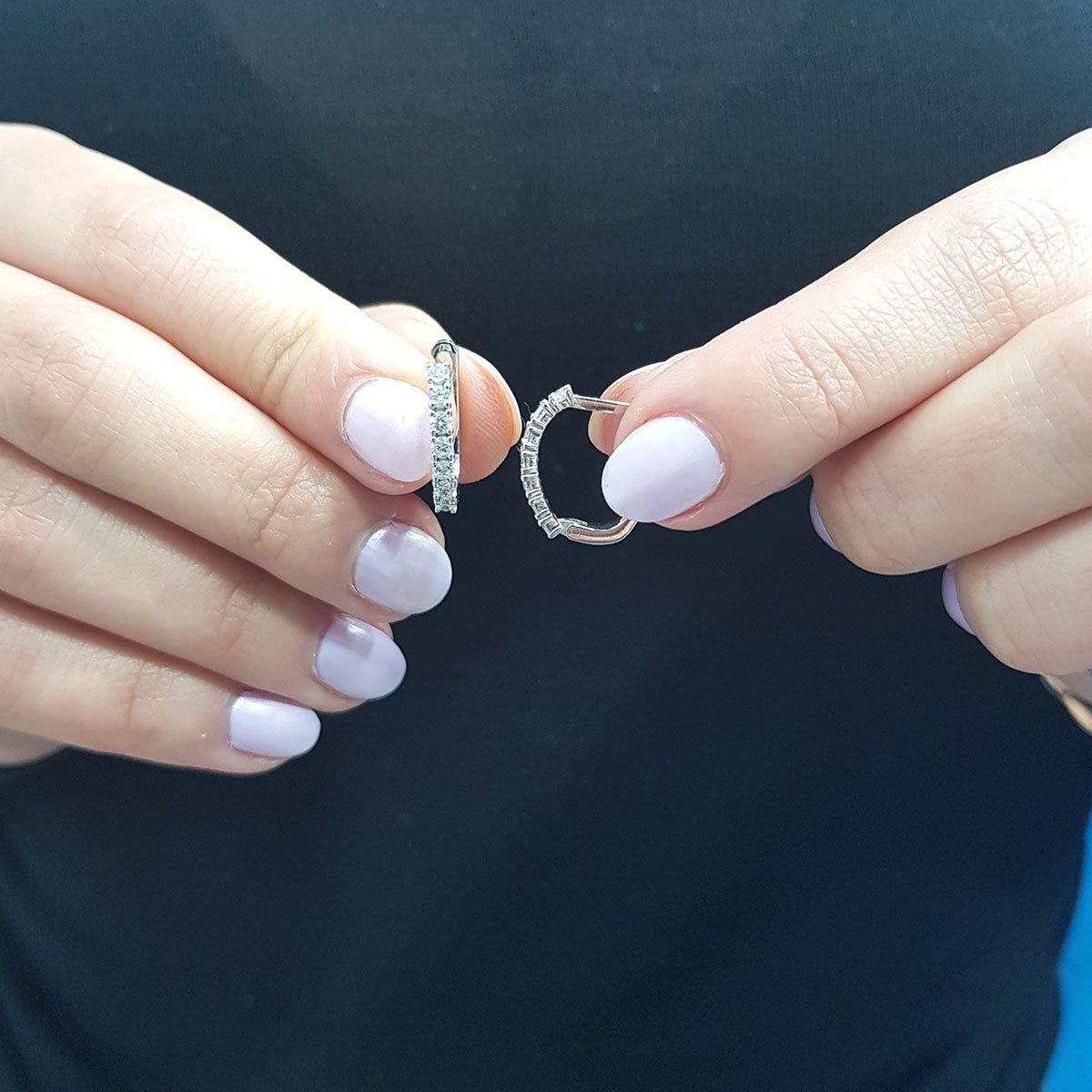 Diamond Violet Hoop Earrings