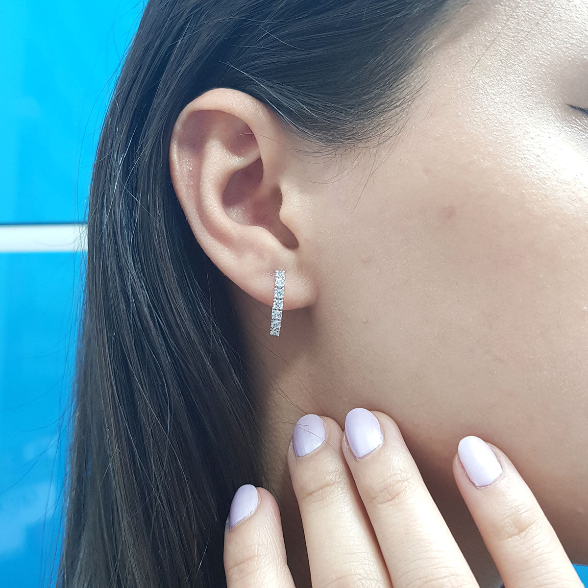 Diamond Violet Hoop Earrings