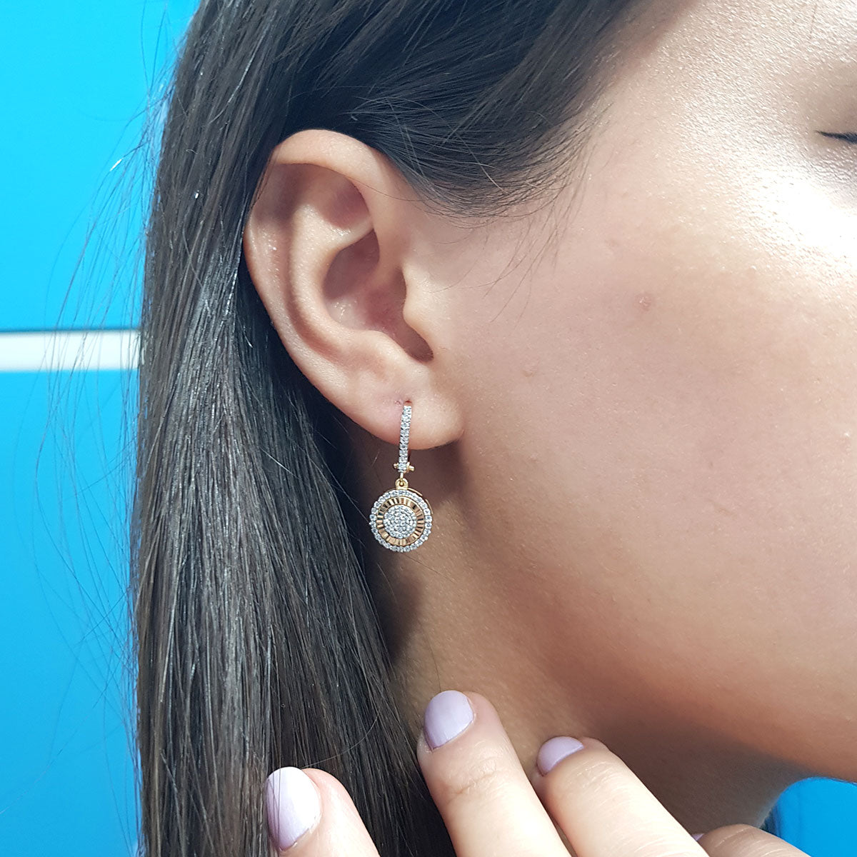 Diamond-Studded Large Round Susa Earrings