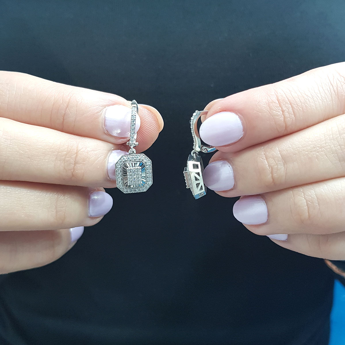 Diamond-Studded Octagon Susa Earrings