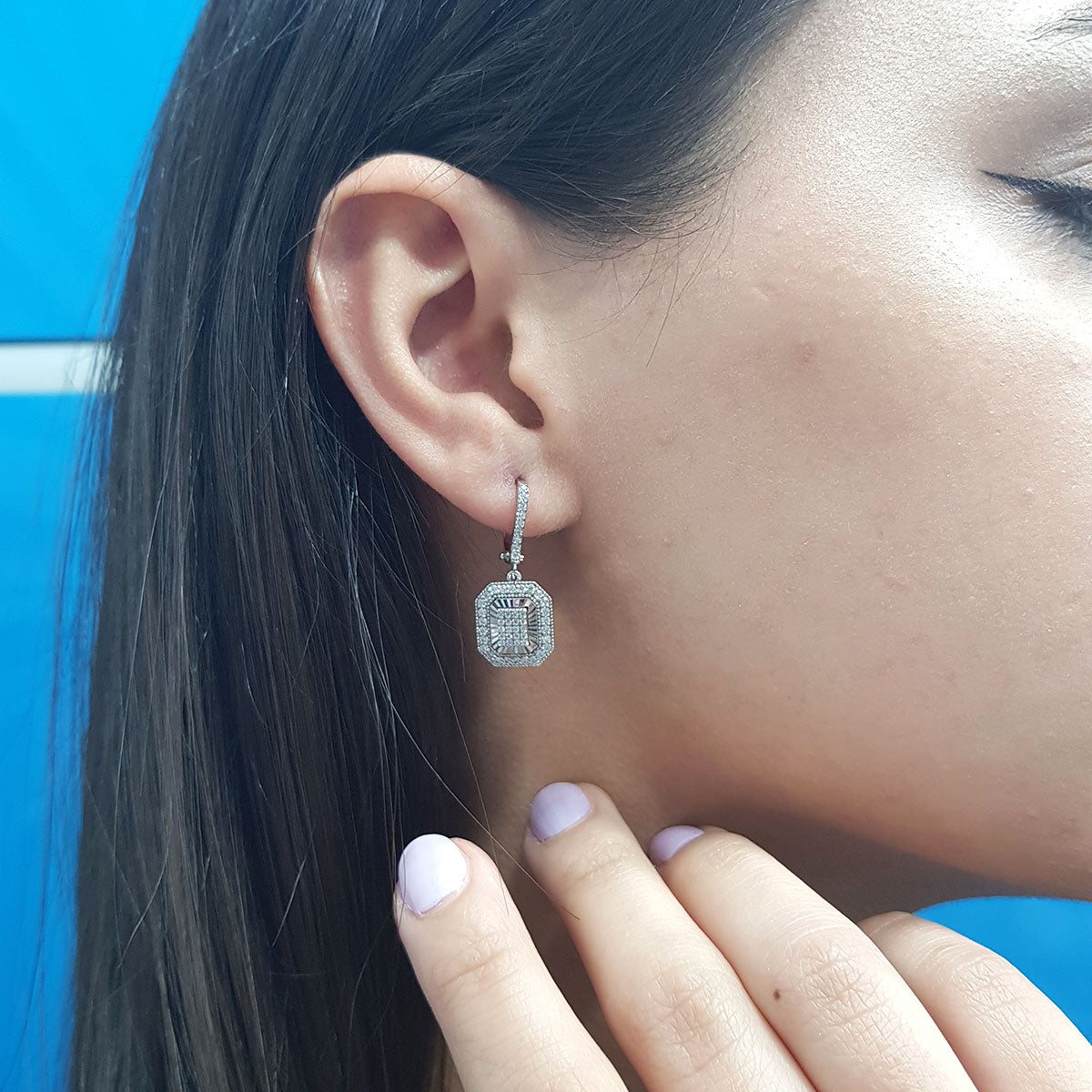 Diamond-Studded Octagon Susa Earrings