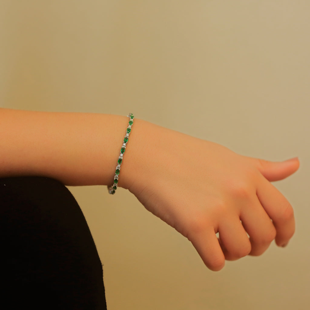 Diamond Oval Emerald Bracelet