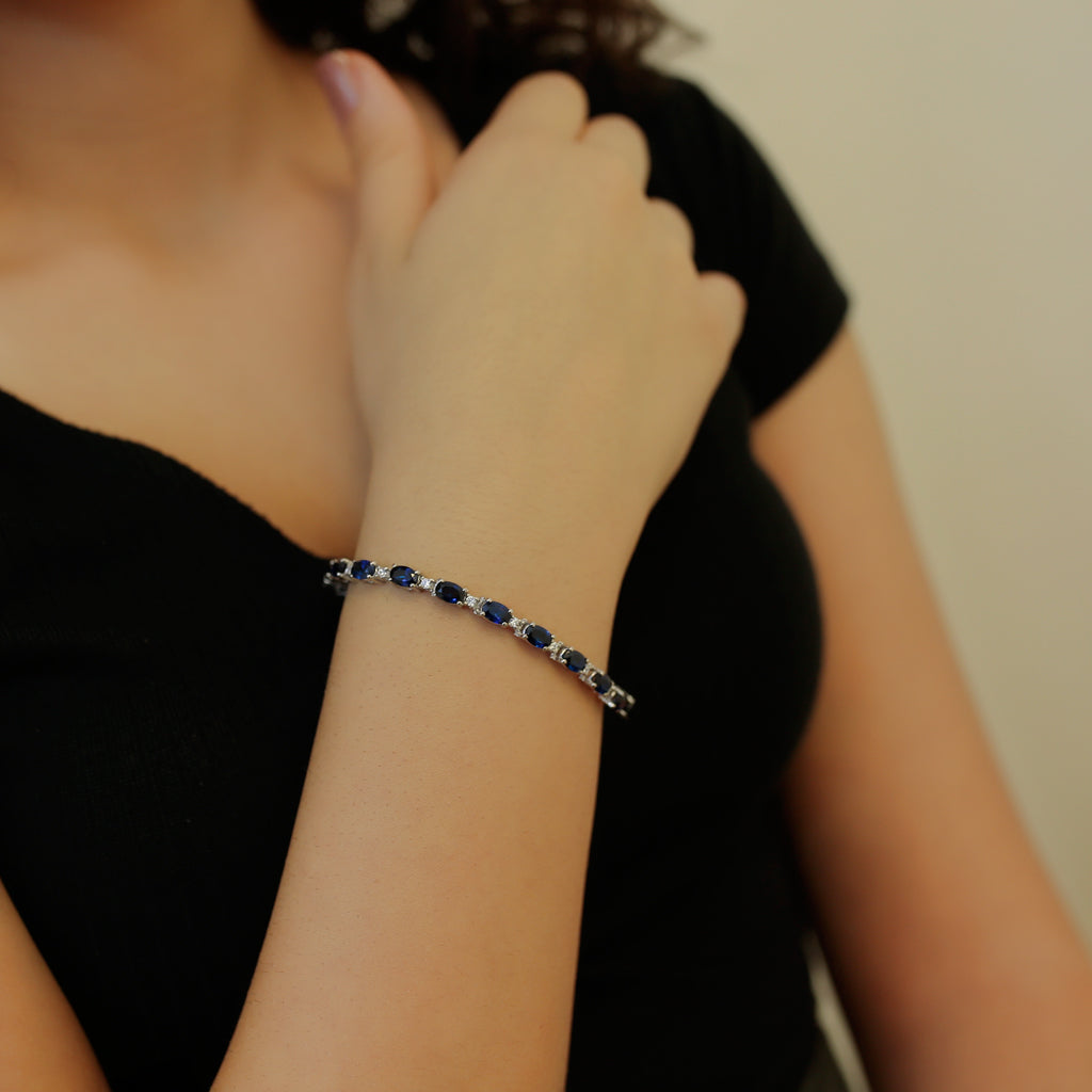 Diamond Oval Sapphire Bracelet