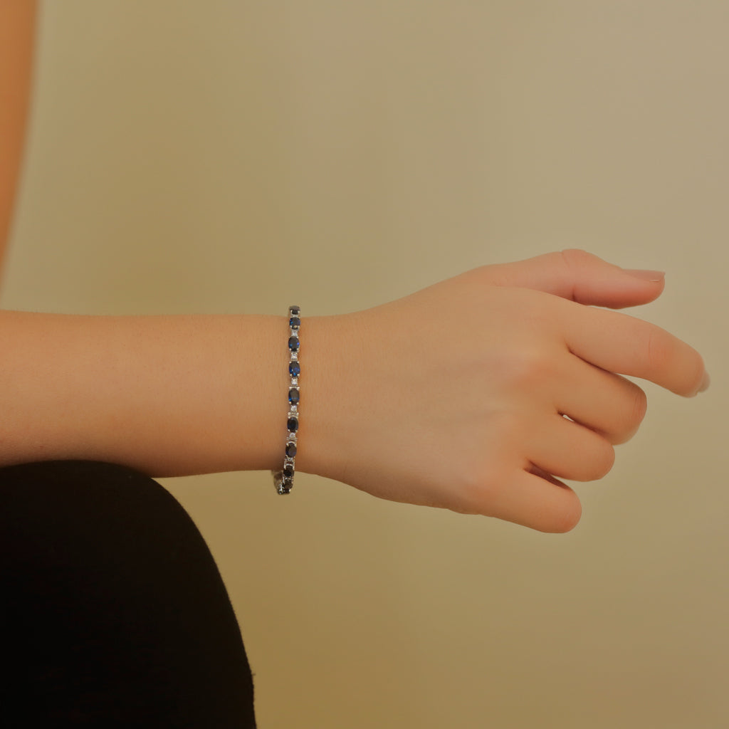 Diamond Oval Sapphire Bracelet