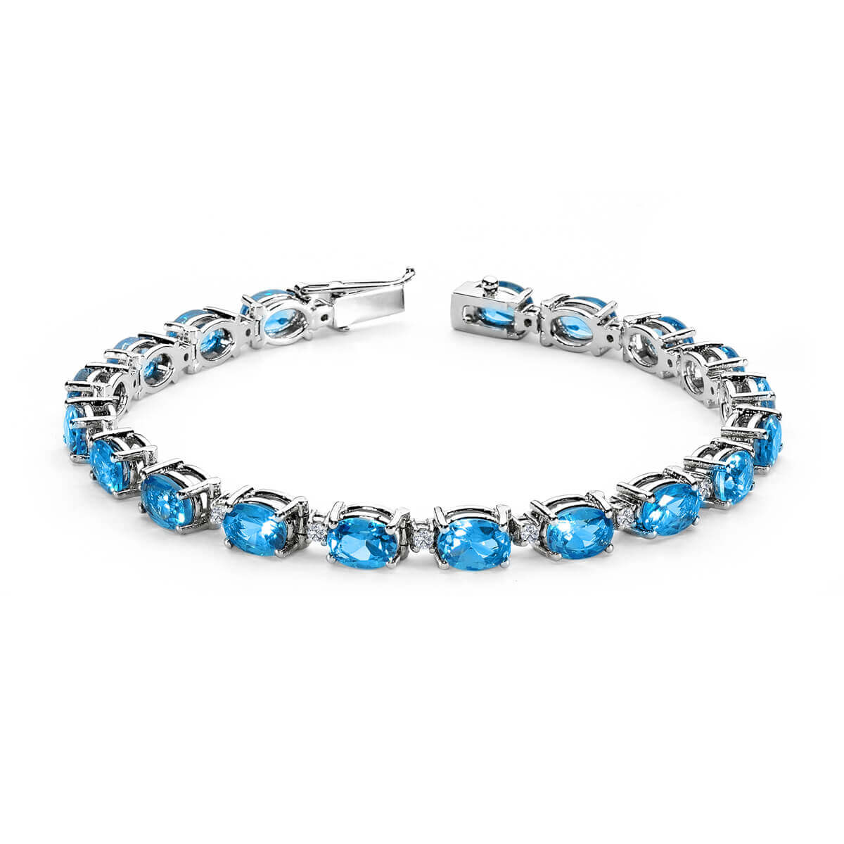 Diamond Oval Blue Topaz Bracelet