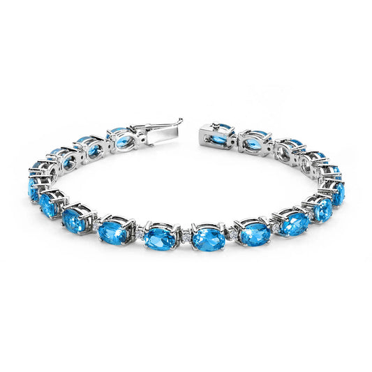 Diamond Oval Blue Topaz Bracelet